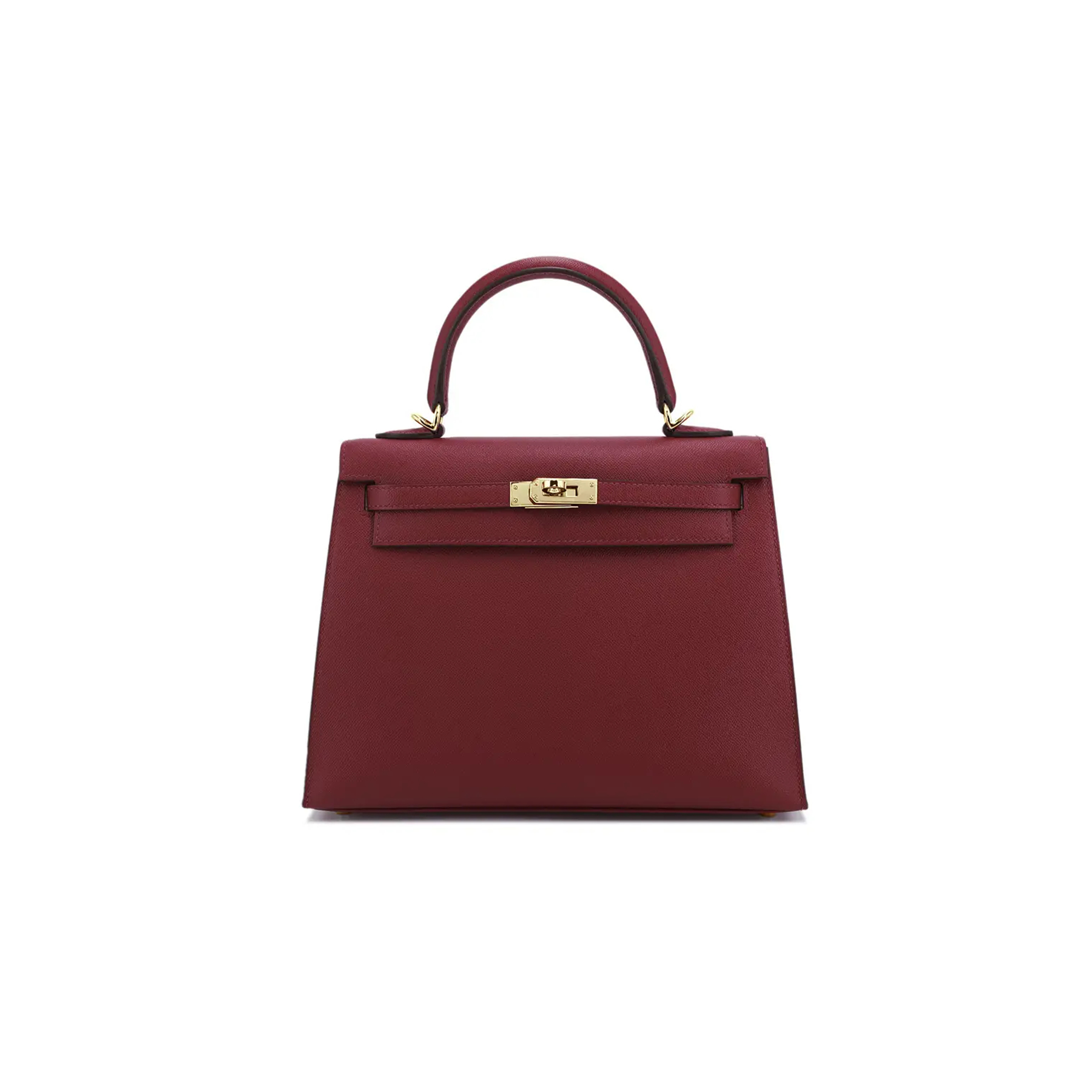 HERMÈS KELLY 25 EPSOM BURGUNDY GOLD HARDWARE (25*17*7cm) 